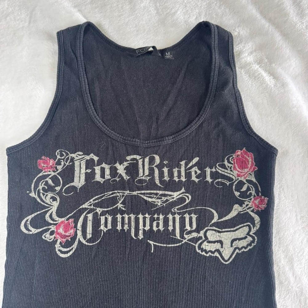 Fox Racing floral logo graphic babydoll tank top y2k vintage grunge skater - Picture 2 of 6